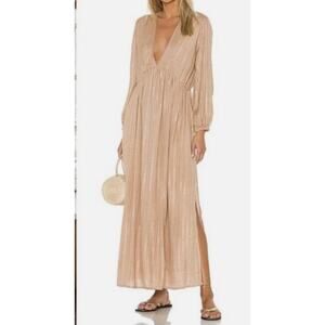 Revolve Sundress Chicago Long Roma Cafe Au Lait Maxi Tan Gold Dress Sz Xs/S